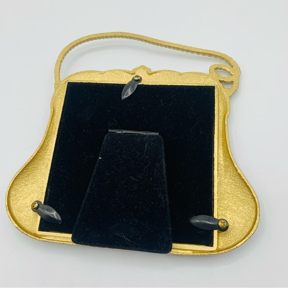 Jeweled Butterfly Enamel Picture Frame β Purse Shaped Vintage Style Glam 3.5x3.5 - Picture 7 of 7